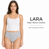 LARA Seluar Dalam Cotton Pinggang Tinggi Saiz Besar 5 Helai
