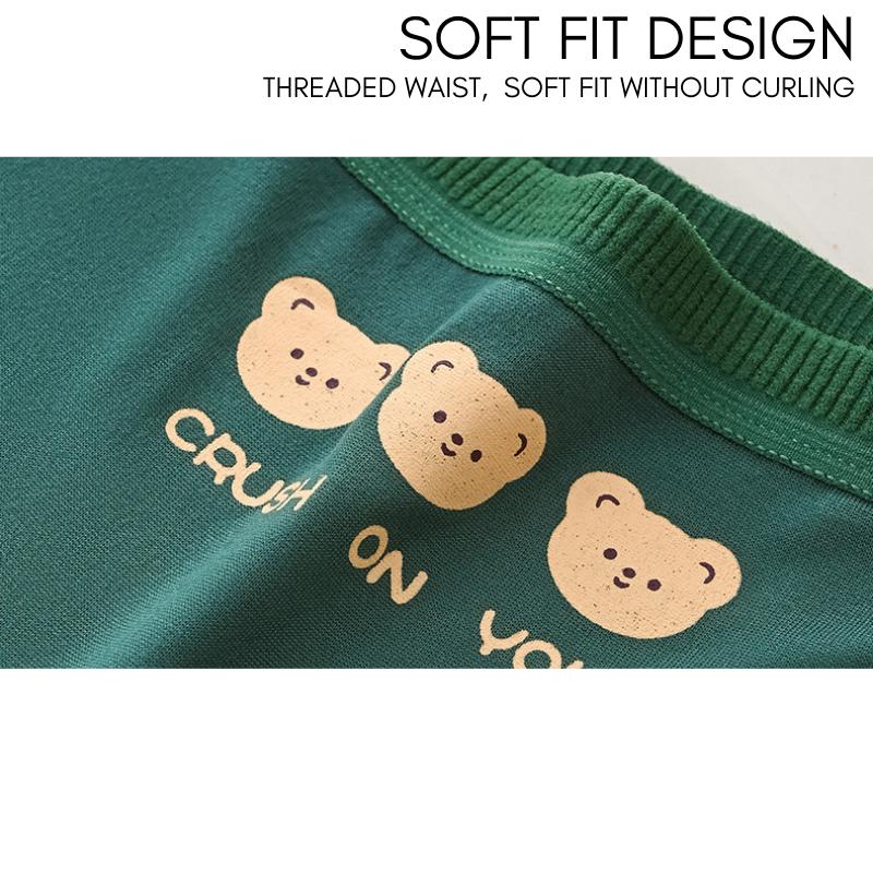 30-70kg Mid Waist Milk Silk 5pcs Cute Bear Woman Underwear Student Brief Spender Breathable Panty Seluar Dalam Wanita Panties Fabric