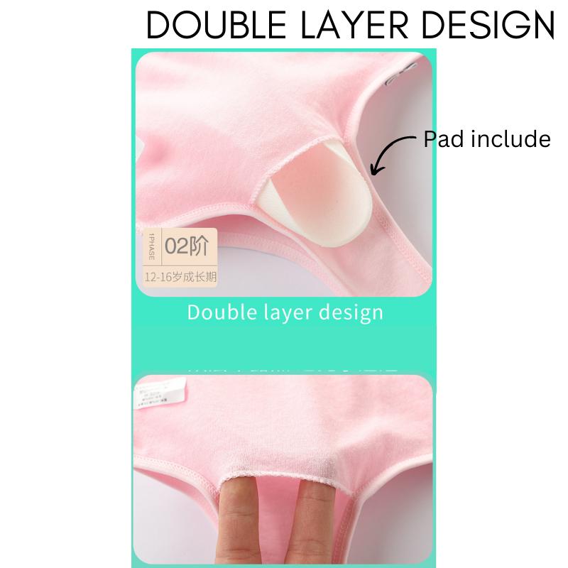 9-15 years Teenagers Bra Cotton Soft Sports Kids Girl Training Strap with Sponge Bra Teenage Wireless Bralette Student Pruberty Baju Dalam Budak Perempuan