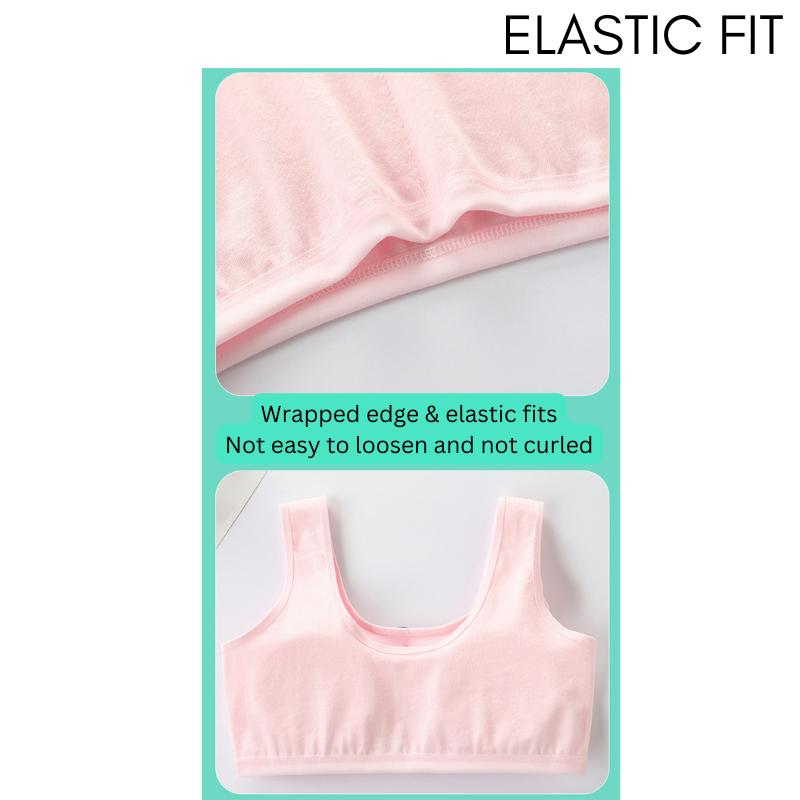 9-15 years Teenagers Bra Cotton Soft Sports Kids Girl Training Strap with Sponge Bra Teenage Wireless Bralette Student Pruberty Baju Dalam Budak Perempuan