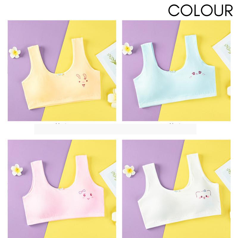9-15 years Teenagers Bra Cotton Soft Sports Kids Girl Training Strap with Sponge Bra Teenage Wireless Bralette Student Pruberty Baju Dalam Budak Perempuan