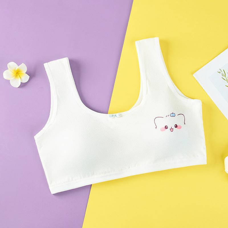9-15 years Teenagers Bra Cotton Soft Sports Kids Girl Training Strap with Sponge Bra Teenage Wireless Bralette Student Pruberty Baju Dalam Budak Perempuan