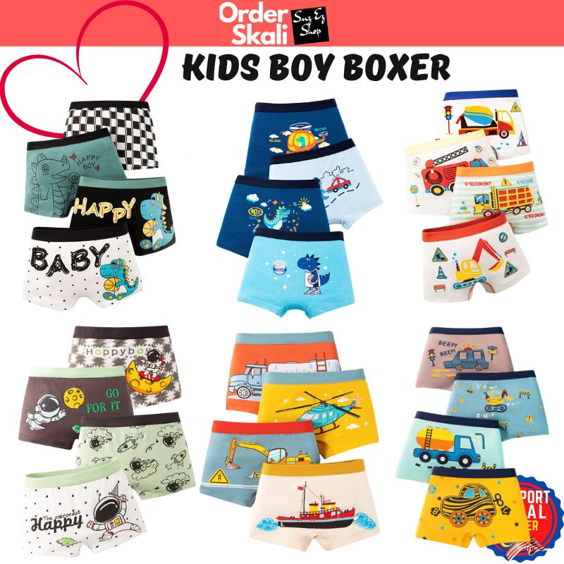 2-12yrs 4pcs Kids Boxer Cotton Boy Seluar Dalam Budak Lelaki Kids Underwear Premium Quality Children Briefs Panties Underpants