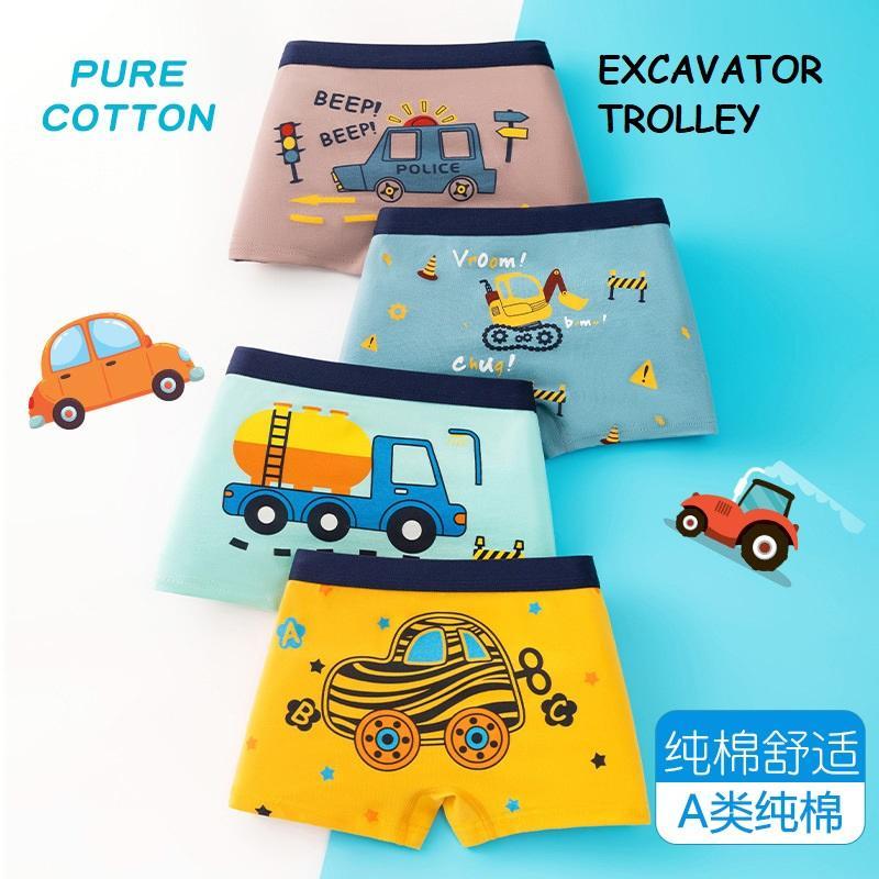 2-12yrs 4pcs Kids Boxer Cotton Boy Seluar Dalam Budak Lelaki Kids Underwear Premium Quality Children Briefs Panties Underpants