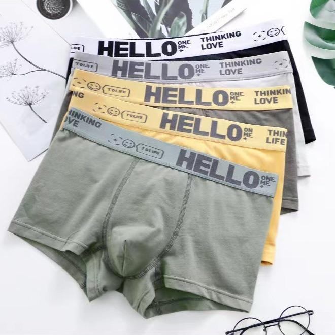 5pcs 40-100kg Men's Boxer Seluar Dalam Sukan Lelaki Man Underwear Comfortable Soft Cotton Panties Seluar Pendek Persegi Belia Teen Underpants Oversize Seluar Dalam Viral Menswear Stretchable Boxers/Tr