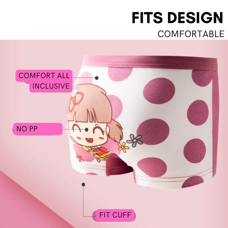 4pcs Kids panties Boxer girl Spender budak perempuan Baby girl underwear Cotton Soft Children Underpants Cartoon Breathable Briefs