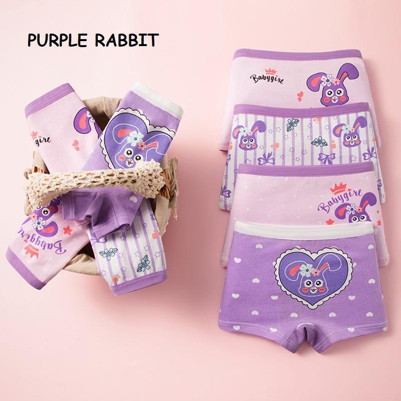4pcs Kids panties Boxer girl Spender budak perempuan Baby girl underwear Cotton Soft Children Underpants Cartoon Breathable Briefs