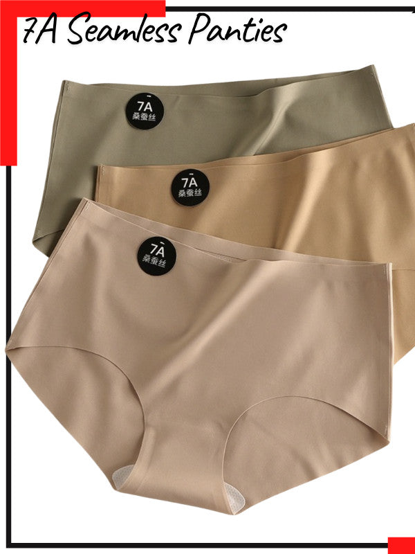 5pcs Seluar Dalam Wanita Ice Silk Tanpa Jahitan Mid Waist Seamless Panties Breathable Anti Bakteria Lembut Selesa