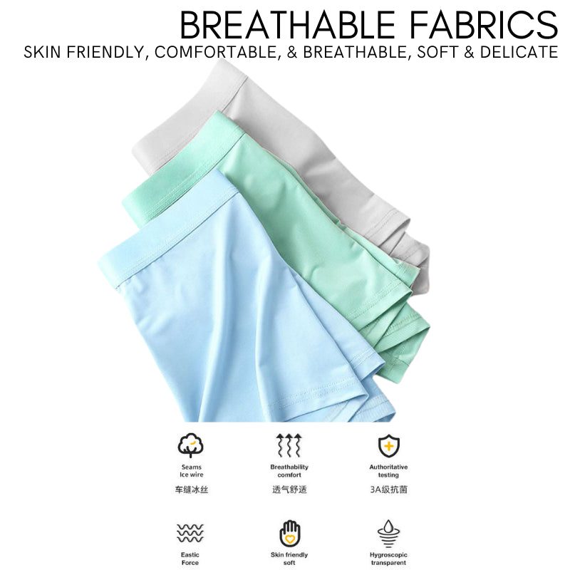 Men's Seamless Ice Silk Boxer Underwear Seluar Dalam Lelaki Quick Dry Trunk