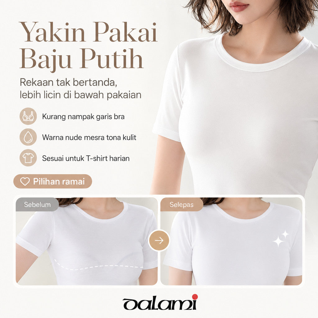 [DALAMI] VELORA Satin Bra Wanita Tanpa Dawai Seamless Soft Support Full Cup Selesa Tak Bertanda Innerwear Harian M-2XL