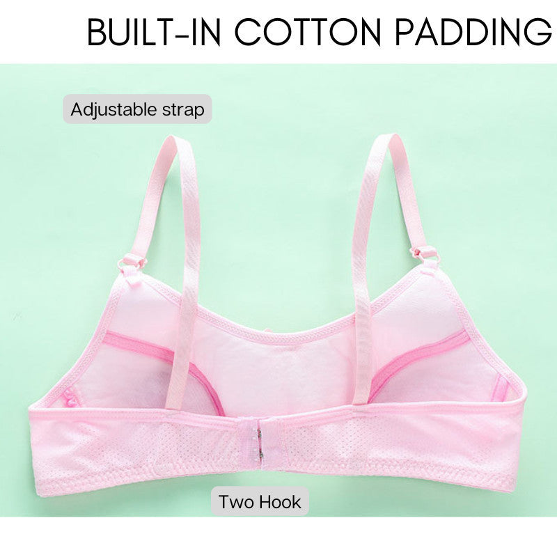 9-15yrs Teen Bra Teenage Girls Training Sport Baju Dalam Budak Perempuan Student Adjustable Strap Two Hook Soft Cotton