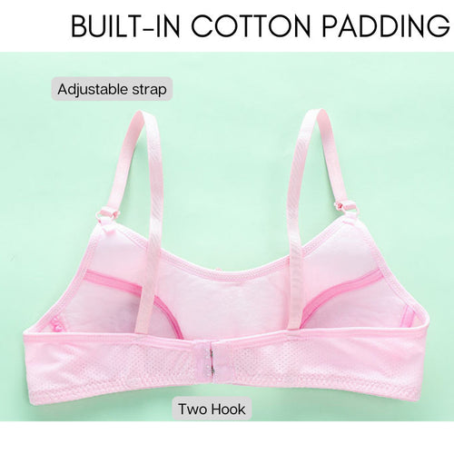 9-15yrs Teen Bra Teenage Girls Training Sport Baju Dalam Budak Perempuan Student Adjustable Strap Two Hook Soft Cotton
