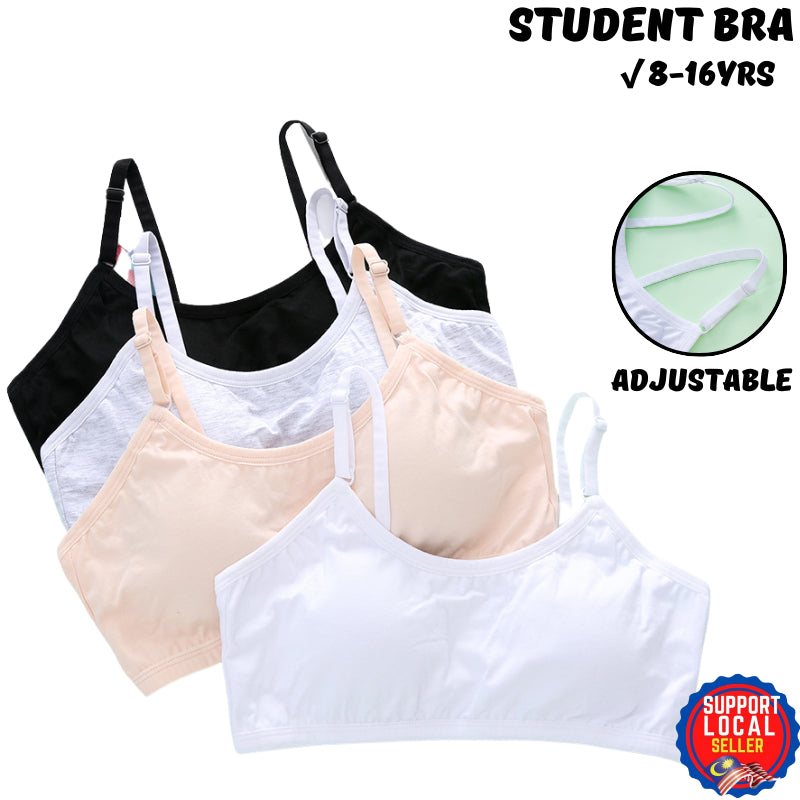 Baju Dalam Budak Perempuan Teenage Teen Kids Girl Cotton Non-wired Bra Remaja Puberty Training Singlet Student Sponge