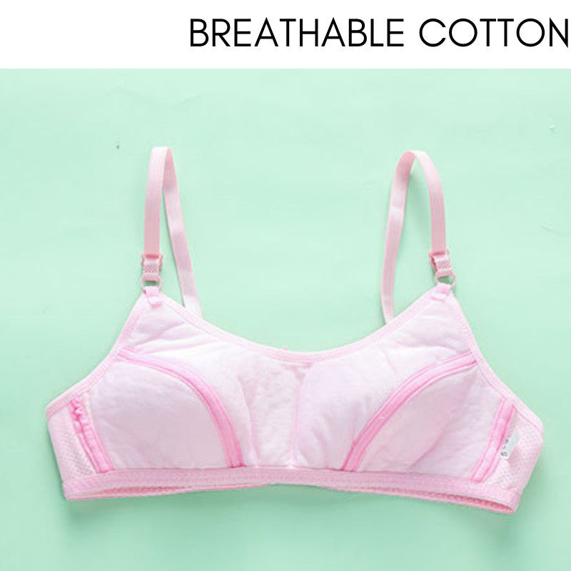 9-15yrs Teen Bra Teenage Girls Training Sport Baju Dalam Budak Perempuan Student Adjustable Strap Two Hook Soft Cotton