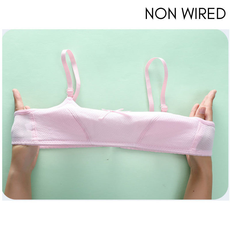 9-15yrs Teen Bra Teenage Girls Training Sport Baju Dalam Budak Perempuan Student Adjustable Strap Two Hook Soft Cotton