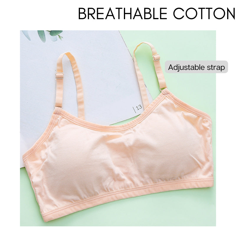 Baju Dalam Budak Perempuan Teenage Teen Kids Girl Cotton Non-wired Bra Remaja Puberty Training Singlet Student Sponge