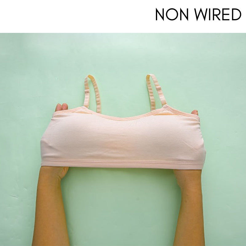 Baju Dalam Budak Perempuan Teenage Teen Kids Girl Cotton Non-wired Bra Remaja Puberty Training Singlet Student Sponge