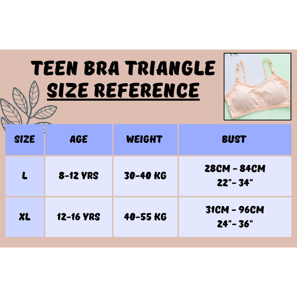 Baju Dalam Budak Perempuan Teenage Teen Kids Girl Cotton Non-wired Bra Remaja Puberty Training Singlet Student Sponge