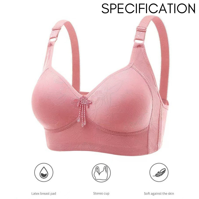 Women Bra Plus Size Full Cup BCD Non Wired Wireless Baju Dalam Wanita Tanpa Dawai 3 Cangkuk Tali Lebar Cover Lemak Coli