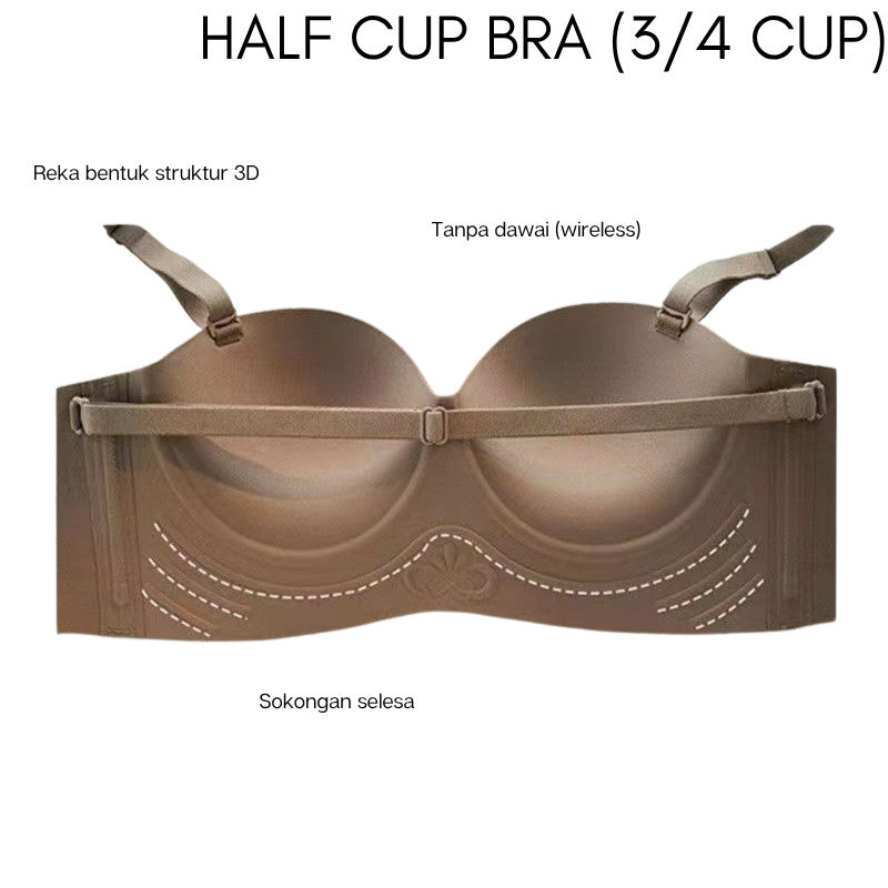 DALAMI Elia Seamless Half Cup Wireless Push Up Bra