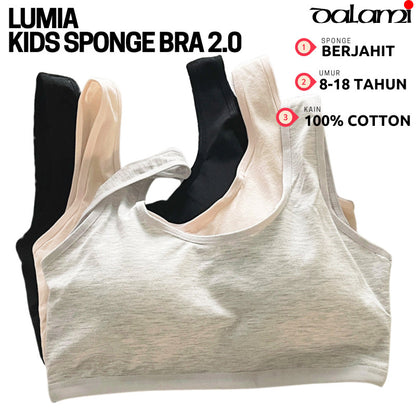 Training Bra Remaja Cotton Breathable | Bra Budak Perempuan Tanpa Dawai Padded Teen Bra Comfortable Innerwear Sekolah