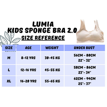 Training Bra Remaja Cotton Breathable | Bra Budak Perempuan Tanpa Dawai Padded Teen Bra Comfortable Innerwear Sekolah