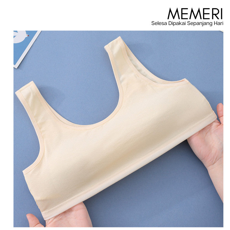 Training Bra Remaja Cotton Breathable | Bra Budak Perempuan Tanpa Dawai Padded Teen Bra Comfortable Innerwear Sekolah