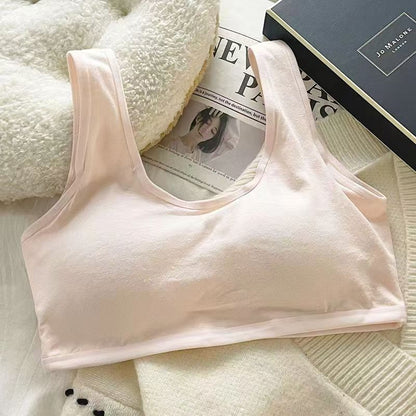 Training Bra Remaja Cotton Breathable | Bra Budak Perempuan Tanpa Dawai Padded Teen Bra Comfortable Innerwear Sekolah