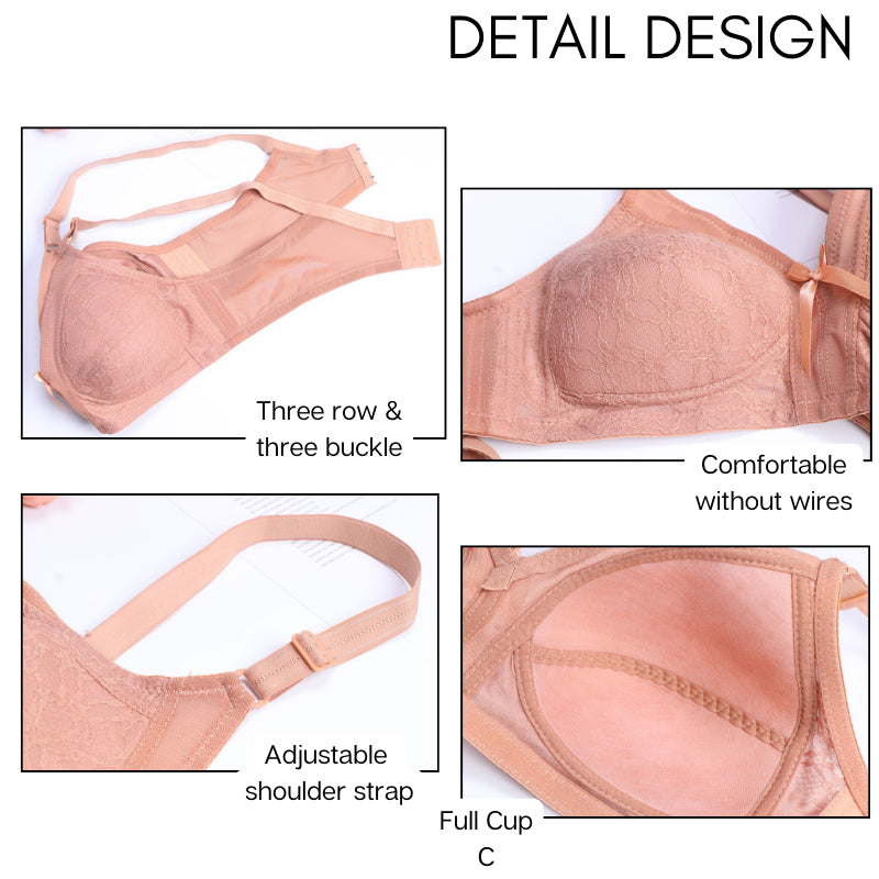 Wireless Bra Cup BC Thin Sponge Padding Baju Dalam Wanita Bra Tutup Penuh Full Cover Tanpa Dawai 3 Hook Plus Size Span