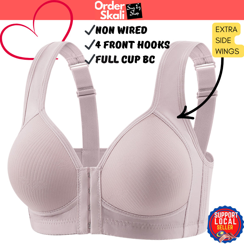 Woman Plus Size Bra Front Buckle Full Cup Penuh BC Wireless Baju Dalam Wanita Thin Sponge Tanpa Besi