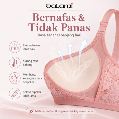 [DALAMI] ELORA Bra Tanpa Dawai Wanita C Cup Full Cup Lace Supportive Bra Harian Selesa Saiz 38/85C - 44/100C