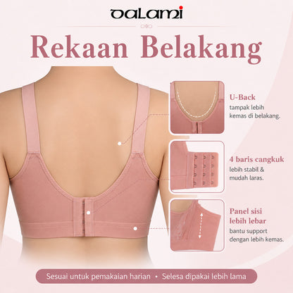 [DALAMI] ELORA Bra Tanpa Dawai Wanita C Cup Full Cup Lace Supportive Bra Harian Selesa Saiz 38/85C - 44/100C