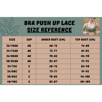 Push Up Bra Tanpa Dawai Renda 4 Hook V Neck Baju Dalam Wanita Cup AB C Kecil Nampak Besar Wireless Support Adjustable