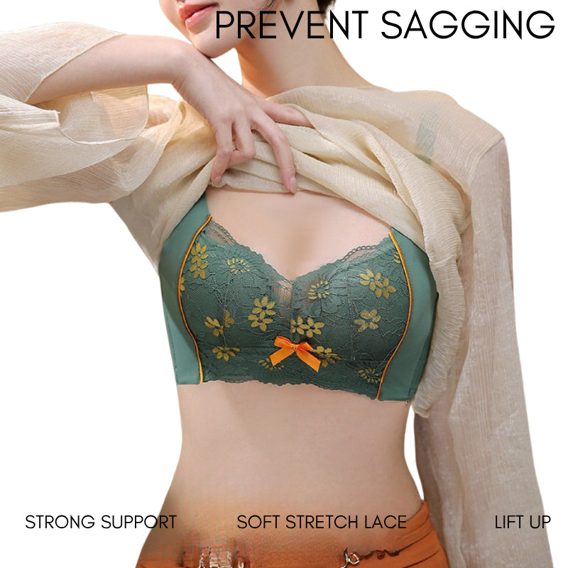 Push Up Bra Tanpa Dawai Renda 4 Hook V Neck Baju Dalam Wanita Cup AB C Kecil Nampak Besar Wireless Support Adjustable