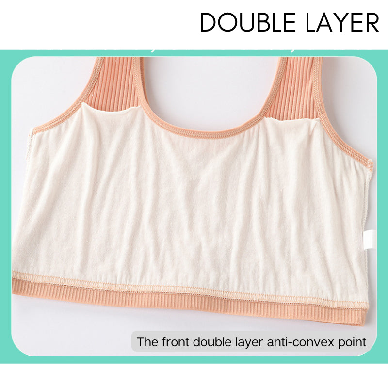 Training Bra Cotton Stretchable Remaja 8-16Y Girl Teen Short Singlet  Latihan Kanak-Kanak Double Layer Anti See-Through