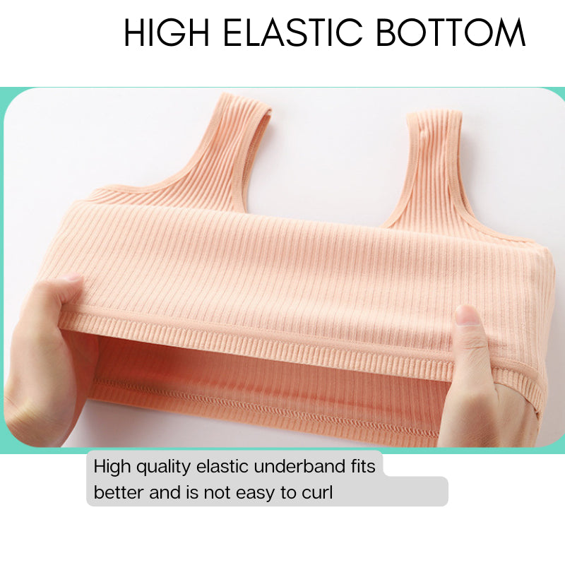 Training Bra Cotton Stretchable Remaja 8-16Y Girl Teen Short Singlet  Latihan Kanak-Kanak Double Layer Anti See-Through