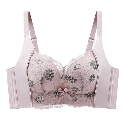 Push Up Bra Tanpa Dawai Renda 4 Hook V Neck Baju Dalam Wanita Cup AB C Kecil Nampak Besar Wireless Support Adjustable
