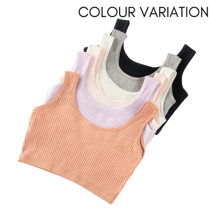 Training Bra Cotton Stretchable Remaja 8-16Y Girl Teen Short Singlet  Latihan Kanak-Kanak Double Layer Anti See-Through