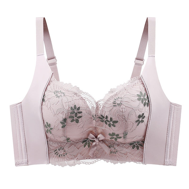 Push Up Bra Tanpa Dawai Renda 4 Hook V Neck Baju Dalam Wanita Cup AB C Kecil Nampak Besar Wireless Support Adjustable
