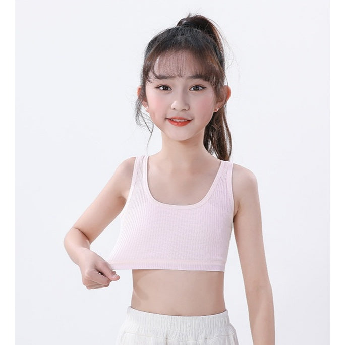 Training Bra Cotton Stretchable Remaja 8-16Y Girl Teen Short Singlet  Latihan Kanak-Kanak Double Layer Anti See-Through