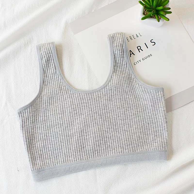Training Bra Cotton Stretchable Remaja 8-16Y Girl Teen Short Singlet  Latihan Kanak-Kanak Double Layer Anti See-Through