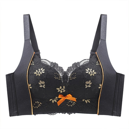 Push Up Bra Tanpa Dawai Renda 4 Hook V Neck Baju Dalam Wanita Cup AB C Kecil Nampak Besar Wireless Support Adjustable
