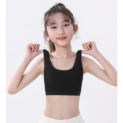 Training Bra Cotton Stretchable Remaja 8-16Y Girl Teen Short Singlet  Latihan Kanak-Kanak Double Layer Anti See-Through