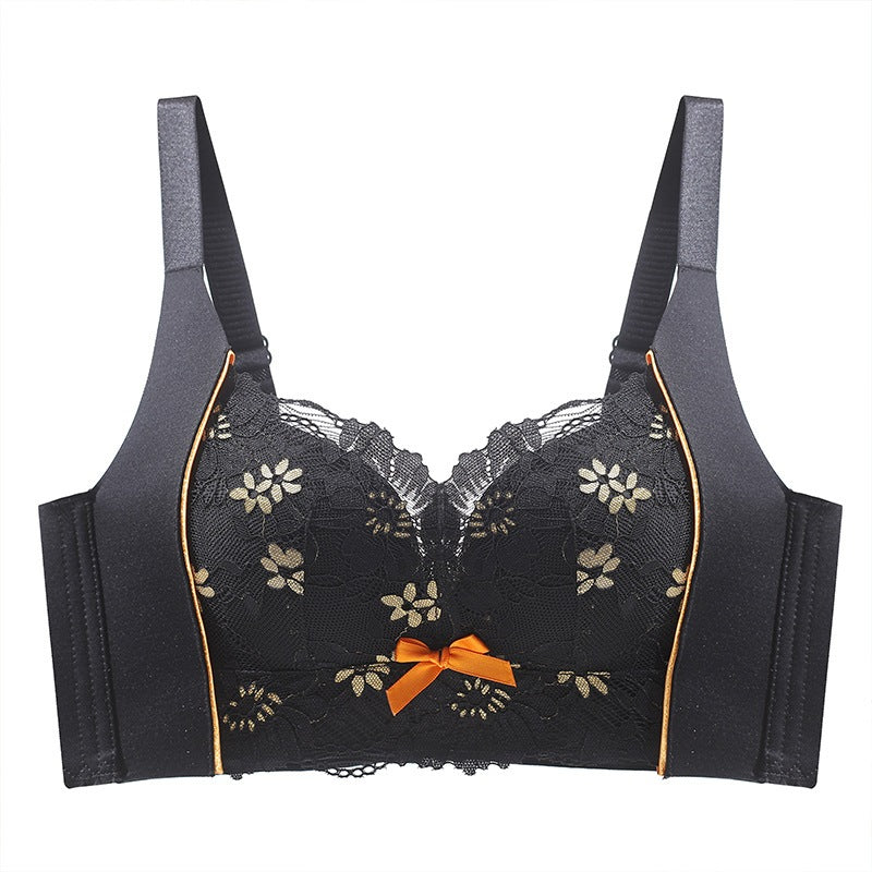 Push Up Bra Tanpa Dawai Renda 4 Hook V Neck Baju Dalam Wanita Cup AB C Kecil Nampak Besar Wireless Support Adjustable