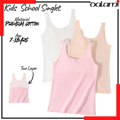 Singlet Cotton Budak Perempuan Pakaian Dalam Anti Bump Untuk Sekolah