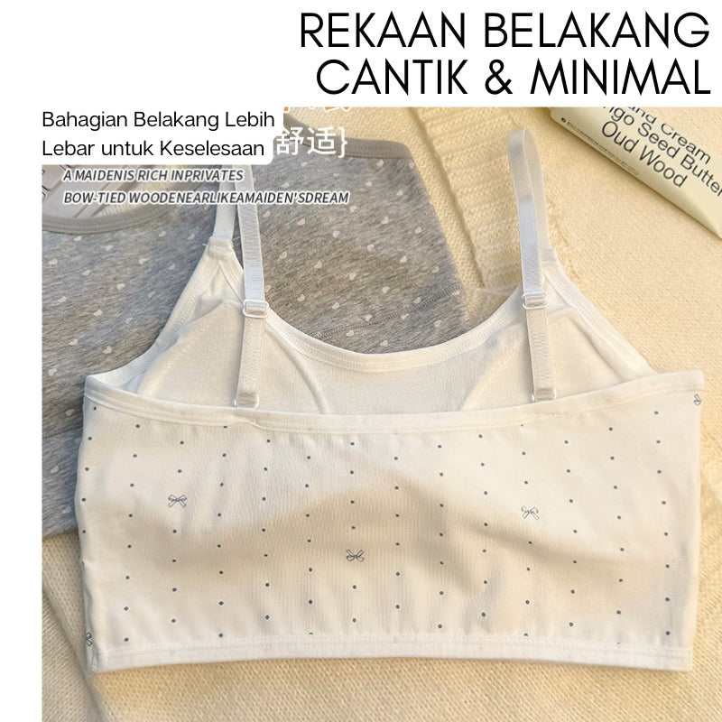 Training Bra Remaja Perempuan Cotton Lembut Tanpa Dawai Breathable Adjustable Strap Teen Innerwear