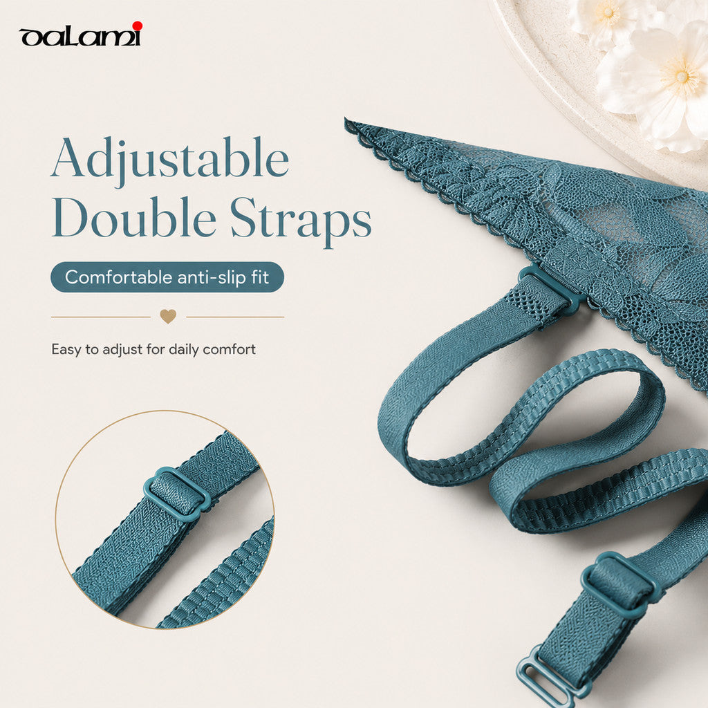 DALAMI LUXENA Wired Lace Bra | 3/4 Cup Thin Mold Cup Bra | Bra Berdawai Lace Full Coverage | Adjustable Strap Bra BC Cup