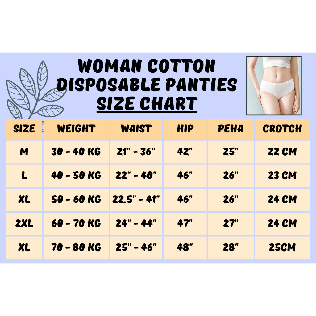 Woman Disposable Cotton Panties Maternity Travel Haji Underwear Seluar Dalam Pakai Buang Perempuan Wanita Pantang Ibu Be