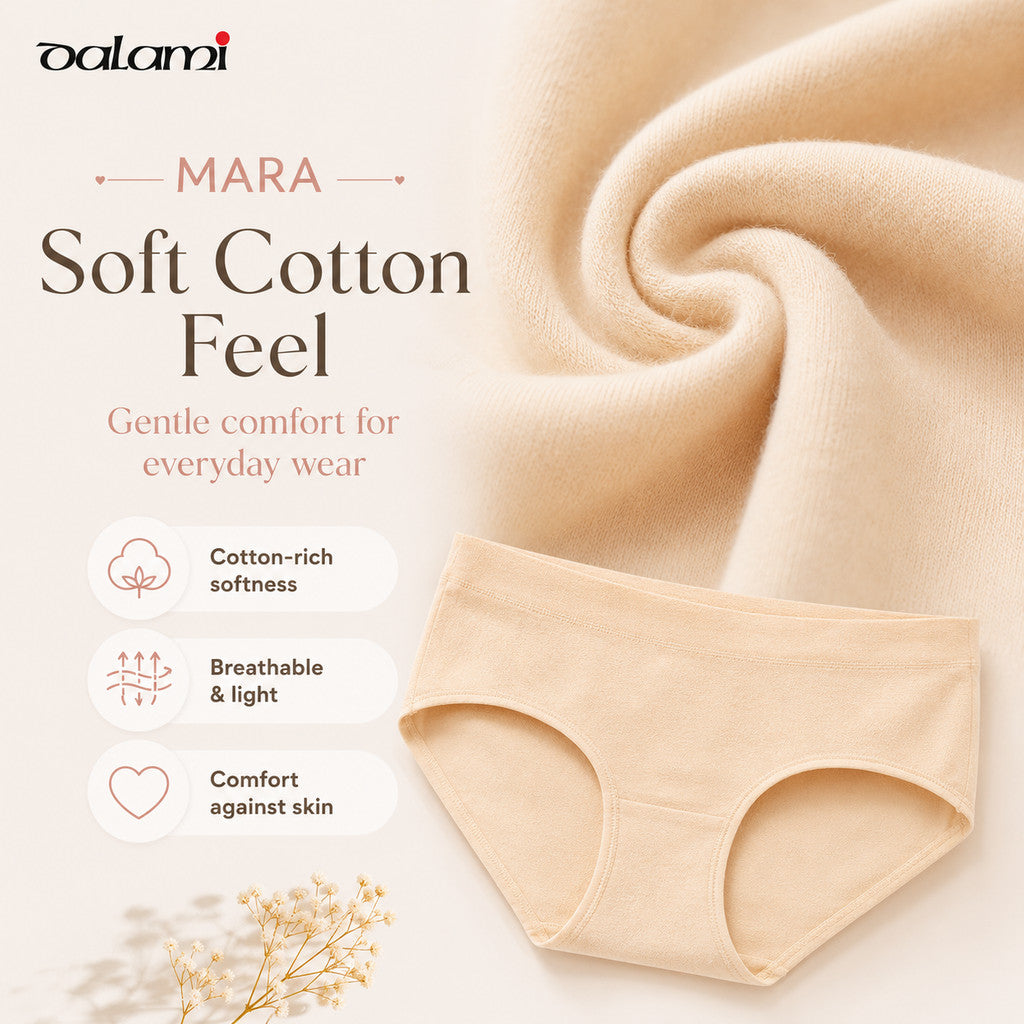 [DALAMI] MARA Panties Cotton Mid Waist Plain Seluar Dalam Wanita Soft Breathable Underwear Women Plus Size L-5XL