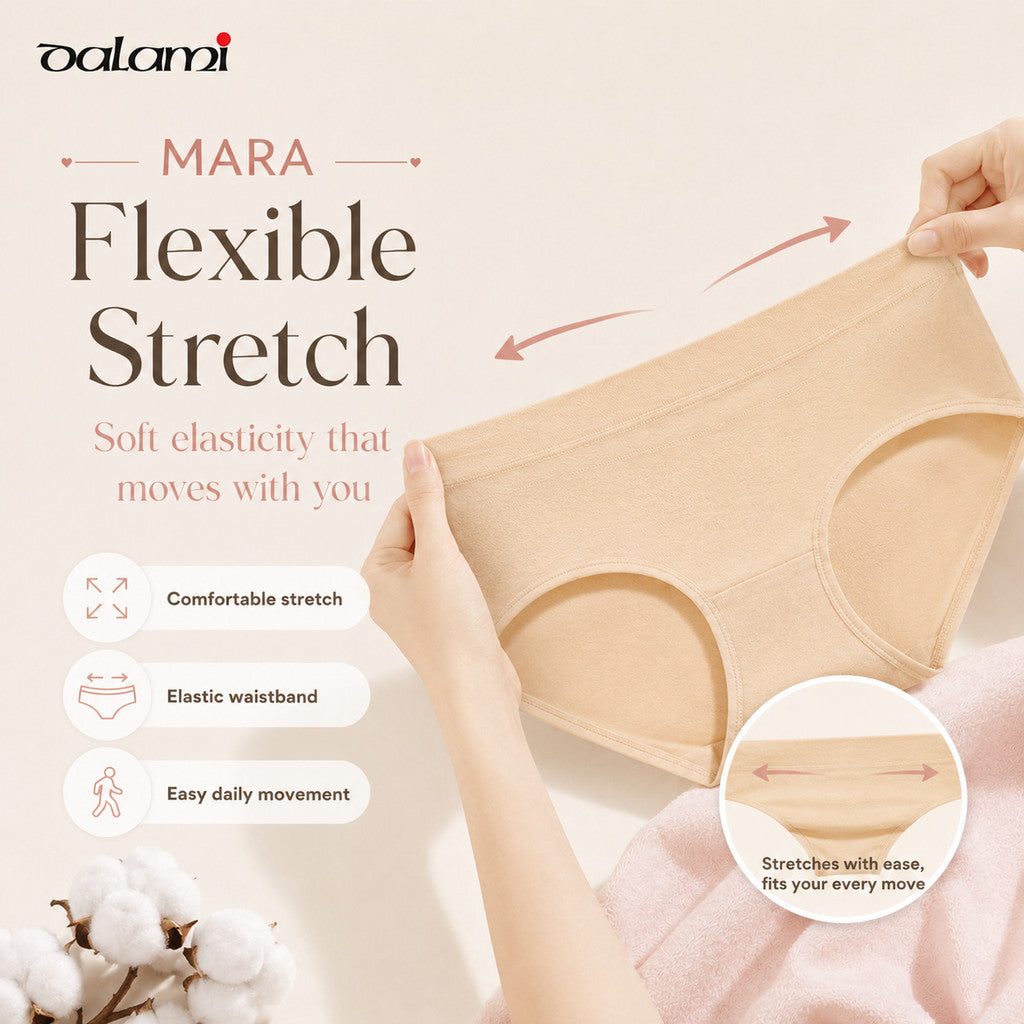 [DALAMI] MARA Panties Cotton Mid Waist Plain Seluar Dalam Wanita Soft Breathable Underwear Women Plus Size L-5XL